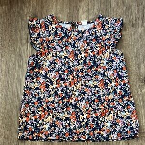 SHEIN Blue and Orange Flutter Sleeve Blouse